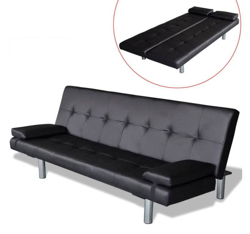ZMH Schlafsofa mit 2 Kissen Kunstleder Sofa Ausziehbar Schwarz/Weiß, Set 5 Teile, Einfach in ein Bett zu verwandeln von ZMH