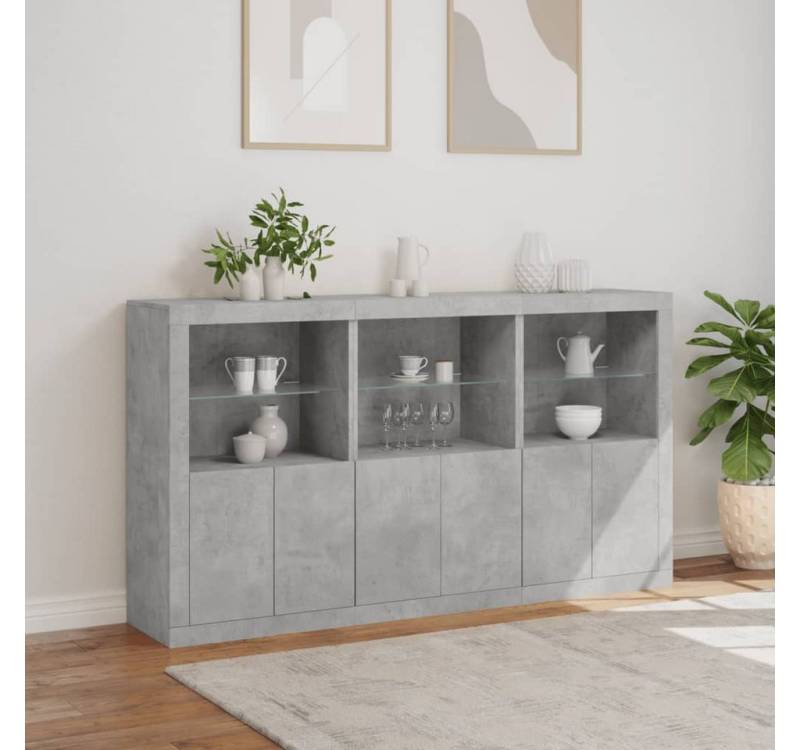 ZMH Sideboard Sideboard mit LED-Leuchten Betongrau 181,5x37x100 cm von ZMH