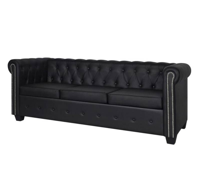 ZMH Sofa Chesterfield-Sofa 3-Sitzer Kunstleder Schwarz von ZMH