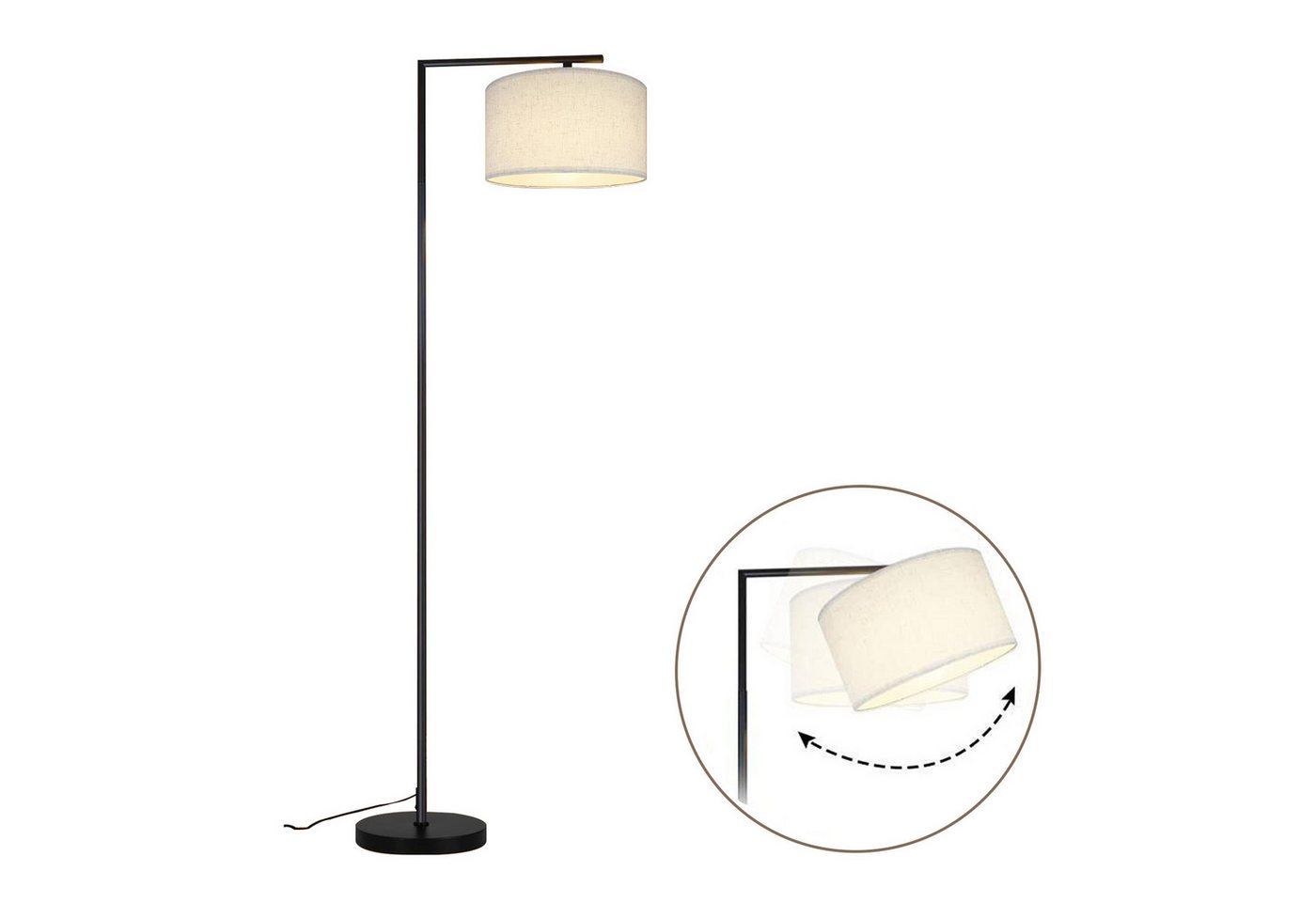 ZMH Stehlampe Stoff Design Modern Deko Lese E27 mit Fußschalter Bettlampe, ohne Leuchtmittel, Weiß von ZMH