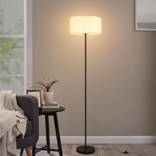 ZMH Stehlampe Vintage Stehleuchte Wohnzimmer - Standleuchte Lampenschirm Papier Weiß Standlampe Wohnzimmerlampe G9 Fassung mit Fußschalter Eckstehlampe für Schlafzimmer Esszimmer (Ohne Lichtquelle ZMH Stehlampe Vintage Stehleuchte Wohnzimmer - Standleuchte Lampenschirm Papier Weiß Standlampe Wohnzimmerlampe G9 Fassung mit Fußschalter Eckstehlampe für Schlafzimmer Esszimmer (Ohne Lichtquelle von ZMH