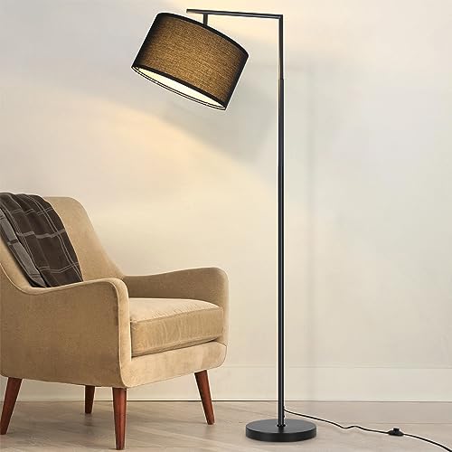 ZMH Stehlampe Wohnzimmer Schwarz Stehleuchte: Standleuchte Stoff Design Modern Deko Bogenlampe E27 Fassung Leselampe Max. 40W Wohnzimmerlampe mit Fußschalter Bettlampe 166cm Ohne Leuchtmittel von ZMH