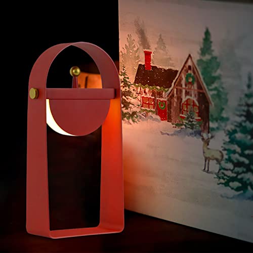 ZMH Tischlampe Akku LED Nachttischlampe - Kabellos Design Tischleuchte Rot Dimmbar mit USB Tragbar Atmosphärelampe Modern aus Eisen Stimmunglicht Geschenk für Frauen Mann Schlafzimmer Café Camping Bar von ZMH