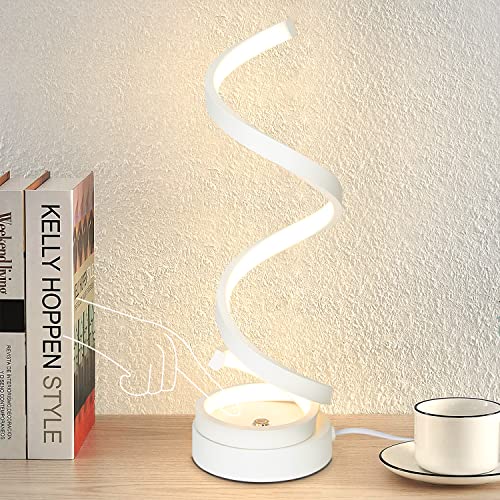 ZMH Tischlampe Touch Dimmbar Nachttischlampe - Led Wohnzimmer Tischleuchte 12W Modern weiß Spiral Design Nachttischleuchte Schlafzimmer Metall Nachtlicht 3000K-6000K Stufenlos mit Kabel Büro ZMH Tischlampe Touch Dimmbar Nachttischlampe - Led Wohnzimmer Tischleuchte 12W Modern weiß Spiral Design Nachttischleuchte Schlafzimmer Metall Nachtlicht 3000K-6000K Stufenlos mit Kabel Büro von ZMH