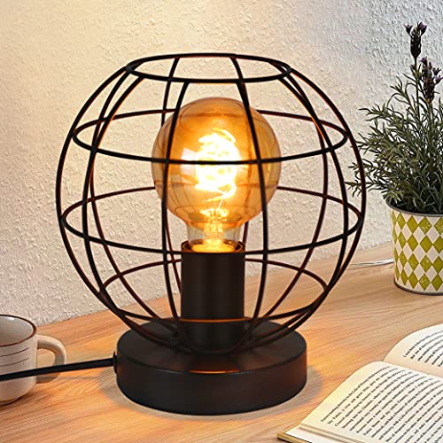 ZMH Tischlampe Vintage Tischleuchte Schwarz - Retro Nachttischlampe Lampe E27 Fassung aus Metall Industrial Deko für Wohnzimmer Kinderzimmer Schreibtisch Schlafzimmer - Max 40W - Ohne Leuchtmittel von ZMH