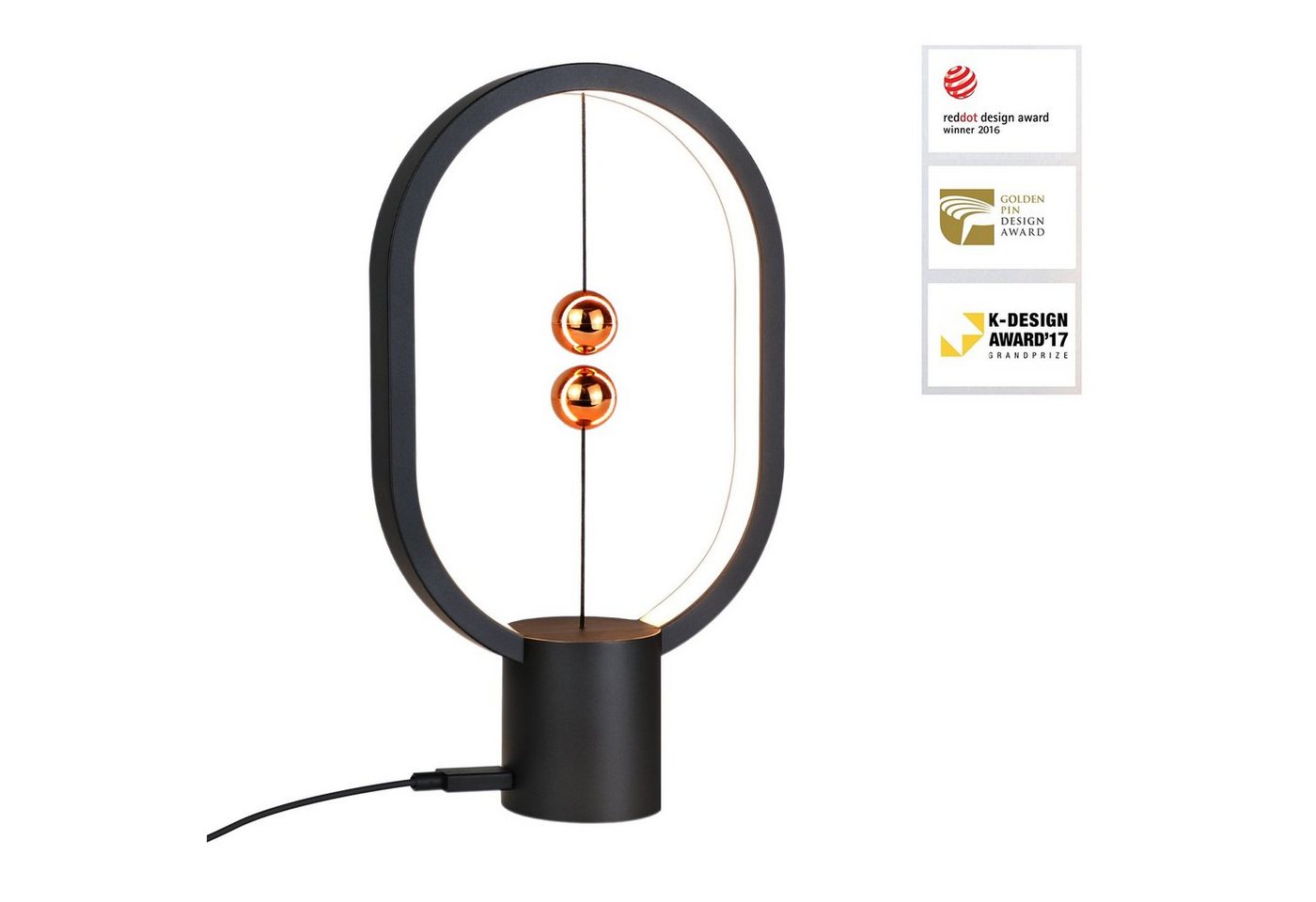 ZMH Tischleuchte Nachttischlampe Balance Morden Magnetlampe USB Schlafzimmer, LED fest integriert, Warmweiß, Magnetischer Schalter von ZMH