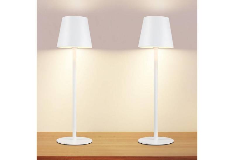 ZMH Tischleuchte LED Außen Tischlampe Dimmbar Schwarz/Weiß Kabellos 2er-Set, LED fest integriert, 3000-6500K, USB Nachttischleuchte Aufladbar für Schreibtisch von ZMH