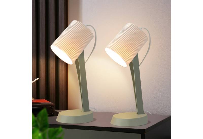 ZMH Tischleuchte Modern Landhausstil Tischlampe mit Kabel Wohnzimmer mit Kippschalter, HochwertigeDesign, ohne Leuchtmittel, 2er Set Kleine E14 Nachttischlampe für Esstisch Schlafzimmer von ZMH