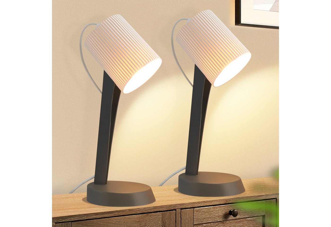 ZMH Tischleuchte Modern Landhausstil Tischlampe mit Kabel Wohnzimmer mit Kippschalter, HochwertigeDesign, ohne Leuchtmittel, 2er Set Kleine E14 Nachttischlampe für Esstisch Schlafzimmer ZMH Tischleuchte Modern Landhausstil Tischlampe mit Kabel Wohnzimmer mit Kippschalter, HochwertigeDesign, ohne Leuchtmittel, 2er Set Kleine E14 Nachttischlampe für Esstisch Schlafzimmer von ZMH