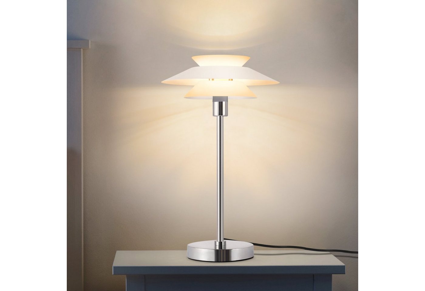 ZMH Tischleuchte Nachttischlampe Wohnzimmer Moderne Vintage E14 1 Flammig, LED fest integriert, Weiß von ZMH