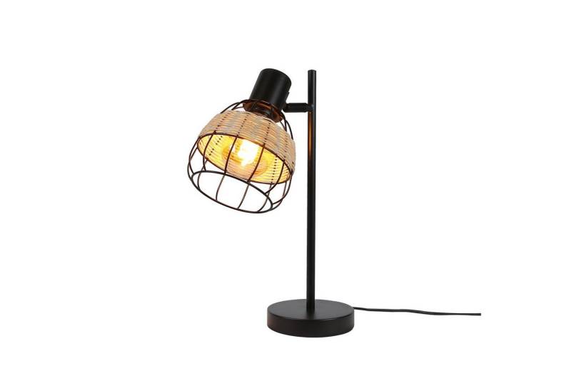 ZMH Tischleuchte Skandinavische Boho-Lampe Schwarz E27 aus Rattan Metall, ohne Leuchtmittel von ZMH