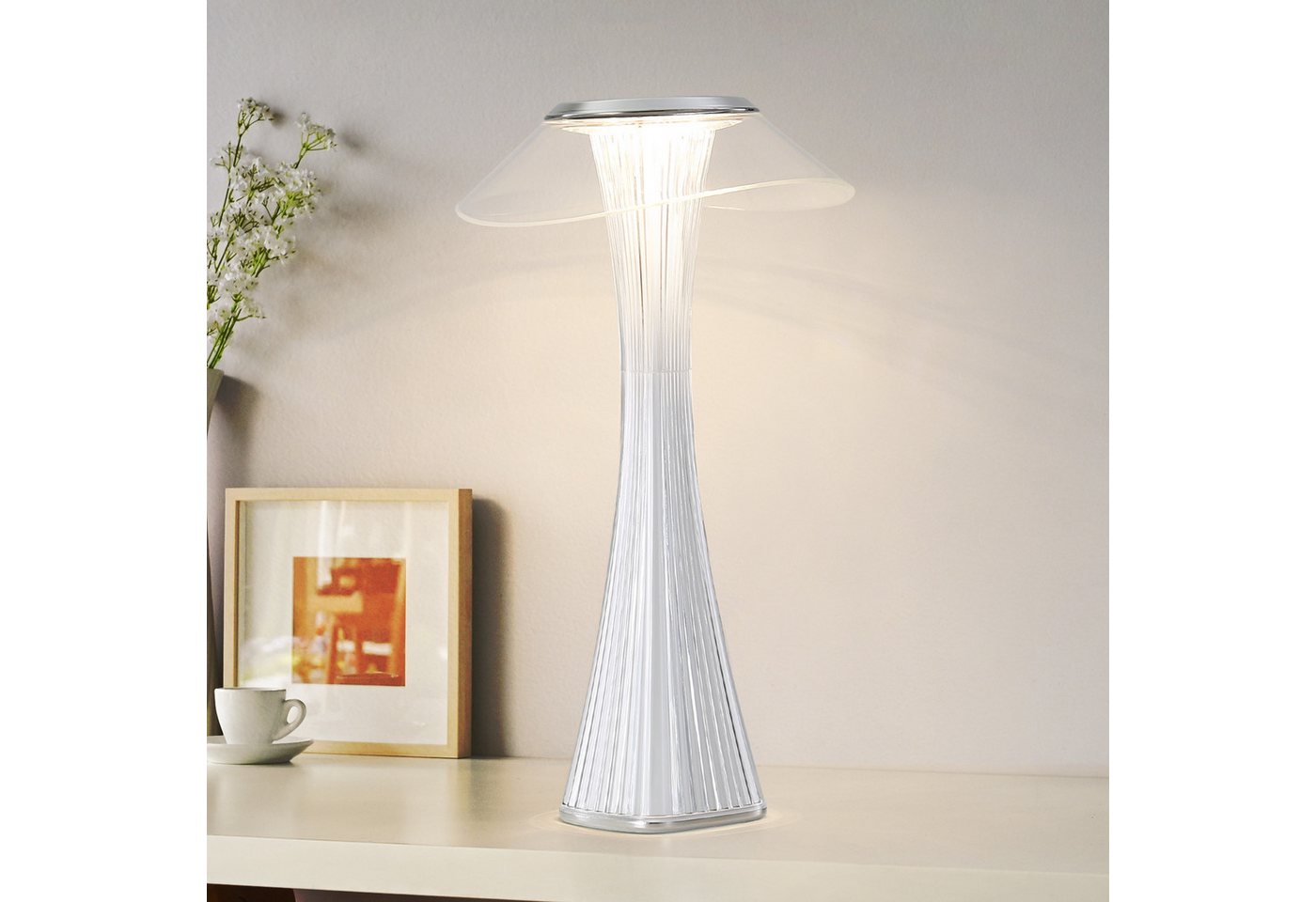 ZMH Tischleuchte Touch Dimmbar 3000-6500K Weiß/Gold Nachttischlampe mit Akku Innen von ZMH