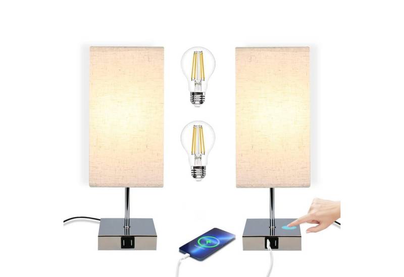 ZMH Tischleuchte Touch dimmbar Retro Nachtlicht E27, Touch-dimmbar, E27 Leuchtmittel mit geliefert, warmweiß, Chrom von ZMH