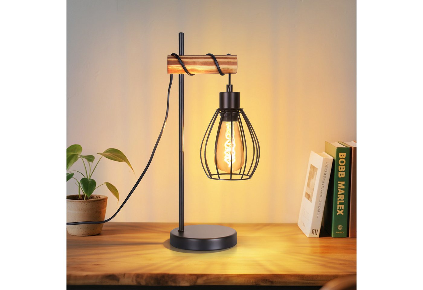 ZMH Tischleuchte Vintage Nachttischlampe E27 aus Metal Retro für Schreibtisch, inkl.Schalter, ohne Leuchtmittel, 1 flammig im Industrial Design aus Metall von ZMH