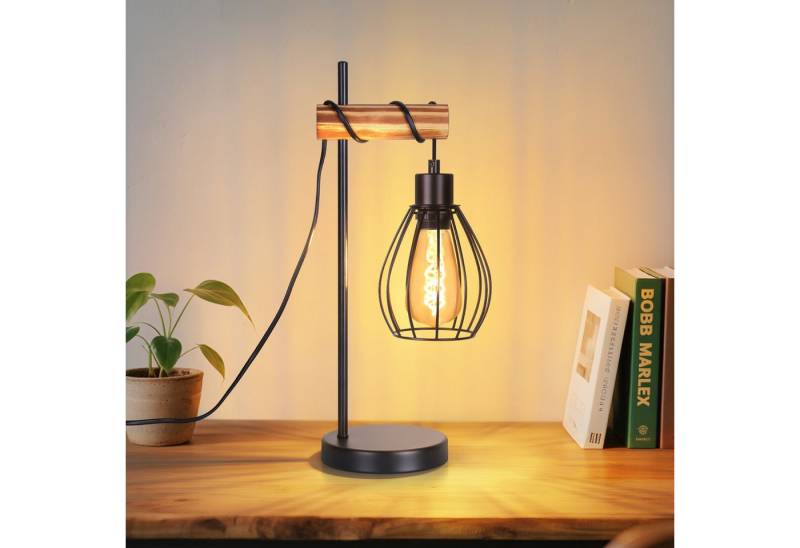 ZMH Tischleuchte Vintage Nachttischlampe E27 aus Metal Retro für Schreibtisch, inkl.Schalter, ohne Leuchtmittel, 1 flammig im Industrial Design aus Metall von ZMH