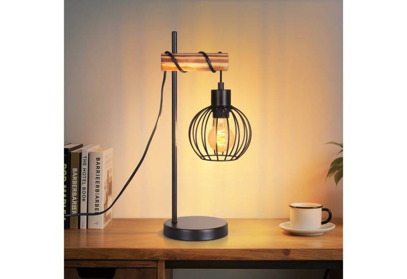 ZMH Tischleuchte Vintage Nachttischlampe E27 aus Metal Retro für Schreibtisch, inkl.Schalter, ohne Leuchtmittel, 1 flammig im Industrial Design aus Metall von ZMH