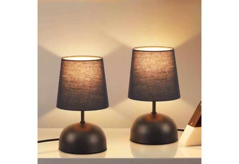 ZMH Tischleuchte Wohnzimmer 2ER Set Tischlampe mit Kabel Stoff Schreibtischlampe Hotel, Einfache Installation, ohne Leuchtmittel, Schwarz E14 Bettlampe Design Klein Tisch Fenster Hotel von ZMH
