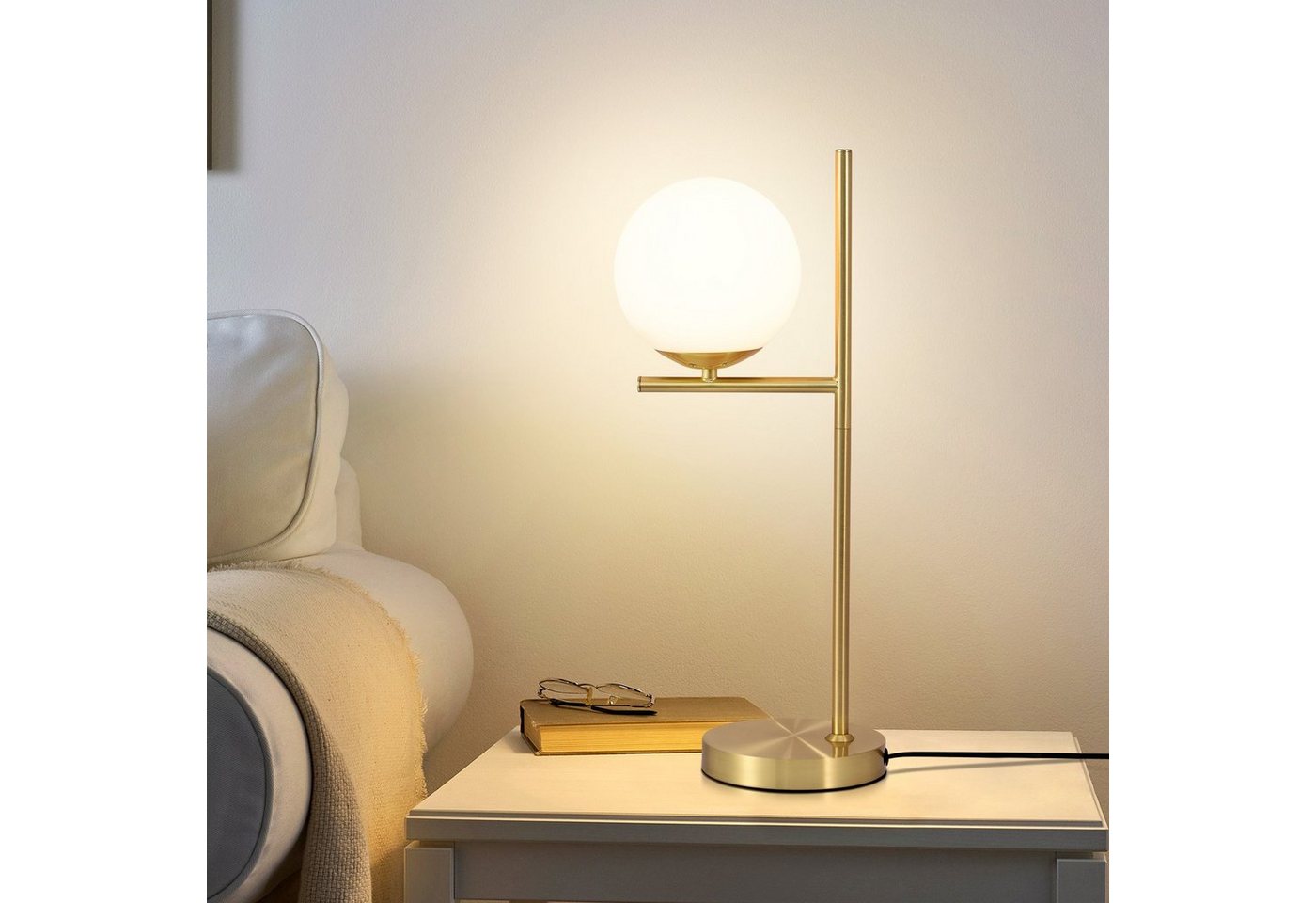 ZMH Tischleuchte Wohnzimmer Industrial Nachttischlampe - Modern mit Schalter, ohne Leuchtmittel, Gold, Nachttischleuchte E27 Vintage Kabel 1,5M für Schlafzimmer von ZMH