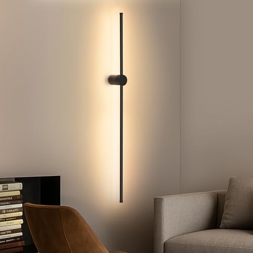 ZMH Wandlampe Led Wandleuchte Innen - 100CM Lang Schwarz Flurlampe Modern Design Schlafzimmerlampe Warmweiß 3000K Up Down Indirekt Küchenlampe für Wohnzimmer Flur Treppenhaus Küche Bett von ZMH