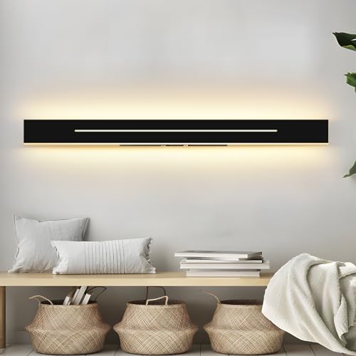 ZMH Wandlampe LED Wandleuchte Innen - Flurlampe Modern 60CM Wohnzimmerlampe 20W Flur Schlafzimmerlampe Schwarz Warmweiß Bettlampe Schlafzimmer Wandbeleuchtung für Treppenhaus Wohnzimmer Kinderzimmer von ZMH