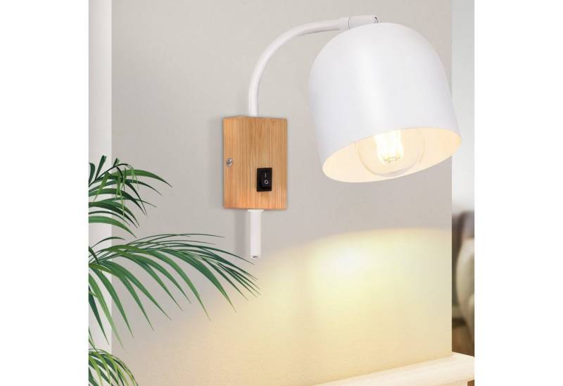 ZMH Wandleuchte Innen Holz mit Schalter - Wandlampe Vintage Metall 1 Flammig, ohne Leuchtmittel, E27 Fassung 330°Drehbar Wandspots für Flur Kinderzimmer von ZMH