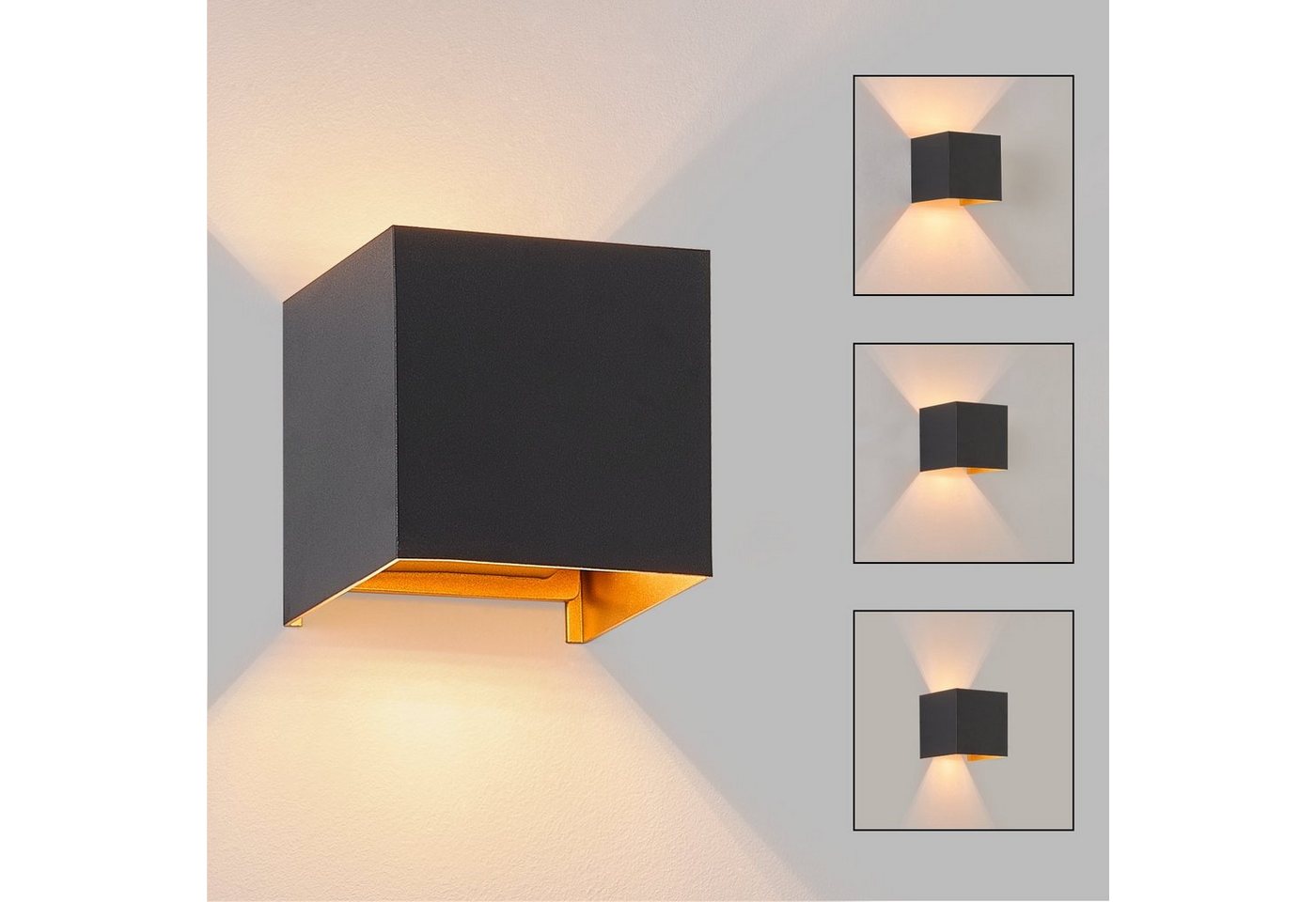 ZMH Wandleuchte Innen LED Wandlampe - Up und Down Außenlampe Wand IP65, Mit G9 Leuchtmittel, 3000k, Schwarz-Gold, 3000K G9 Wandstrahler für Wohnzimmer von ZMH