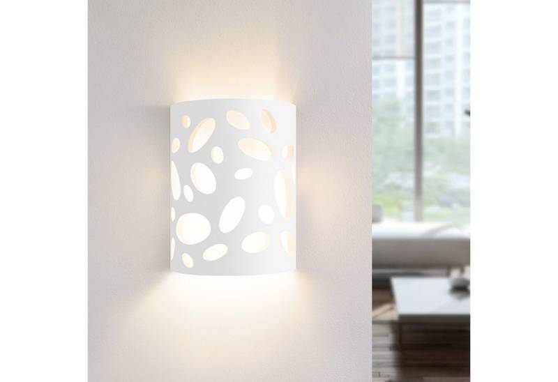 ZMH Wandleuchte Innen Modern Gipsleuchte E14 Weiß Wandlampe für Wohnzimmer Küche, Hochwertiges durchbrochenes Design, ohne Leuchtmittel, Up und Down Wandlicht fürTreppenhaus von ZMH