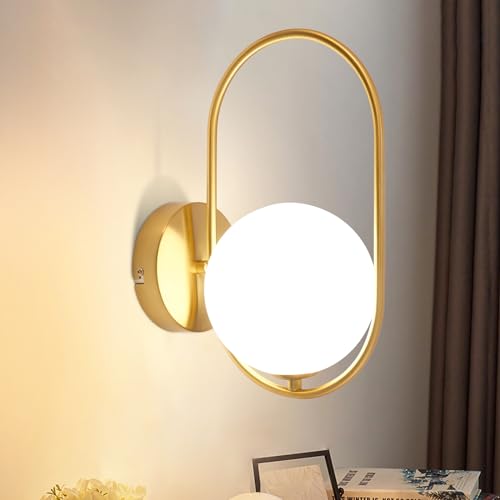 ZMH Wandleuchte Innen Wandlampe Modern - Gold aus Glas G9 Metall Design Wandbeleuchtung Badezimmer Vintage Kreatives Bettlampe für Wohnzimmer Schlafzimmer Flur Kinderzimmer - Ohne Leuchtmittel von ZMH