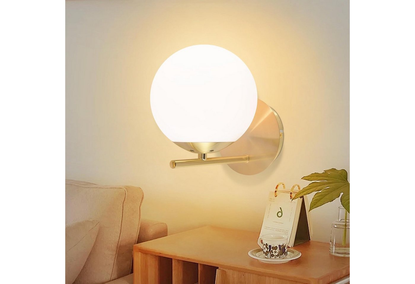 ZMH Wandleuchte Innen Wandlampe Moderne aus Glas Design Flurlampe E27, LED wechselbar, ohne Leuchtmittel, Wandbeleuchtung für Treppenhaus Wohnzimmer von ZMH
