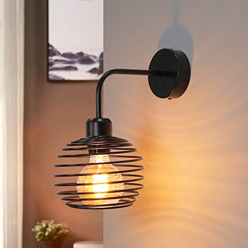 ZMH Wandleuchte Vintage Innen Wandlampe Retro Wandbeleuchtung Schwarz Flurlampe E27 für Wohnzimmer Schlafzimmer Küche Esszimmer Flur Treppe Bar Industrial (ohne Leuchtmittel) von ZMH