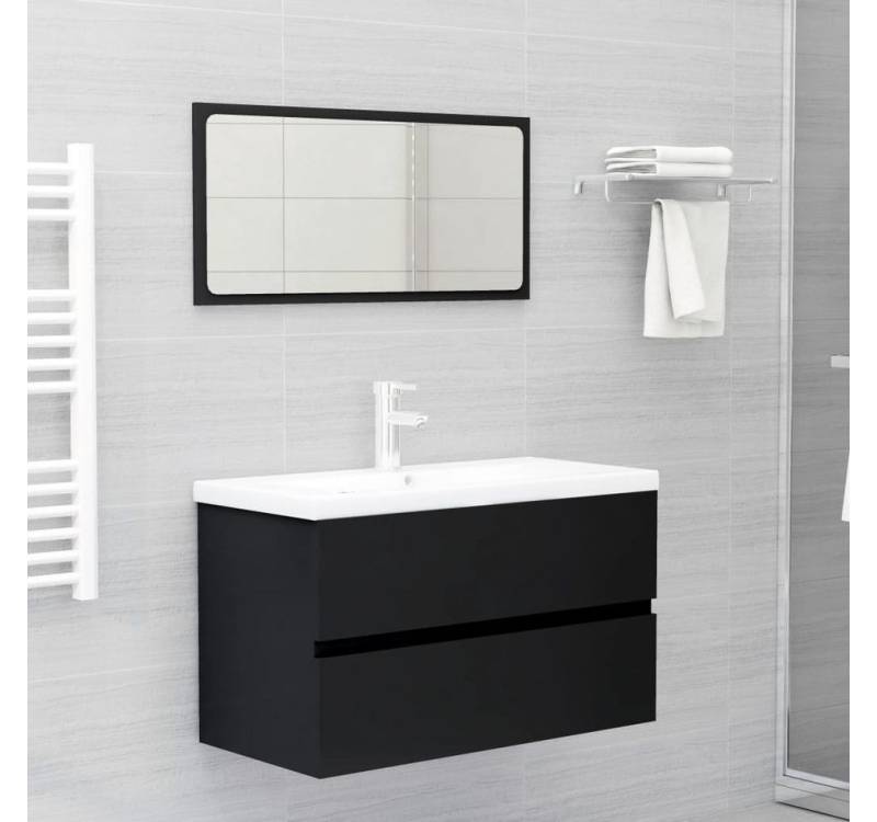 ZMH Waschbeckenunterschrank Waschbeckenunterschrank mit Einbaubecken Schwarz Holzwerkstoff von ZMH
