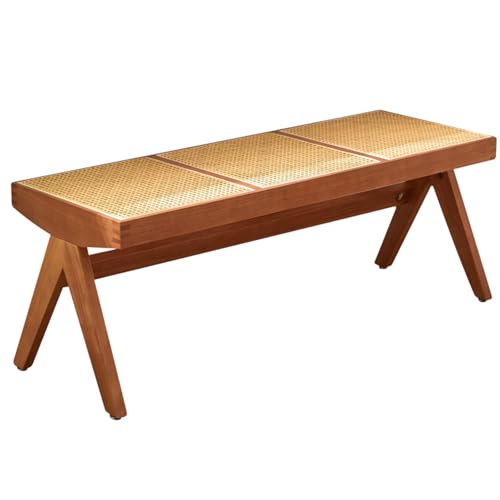 Farmhouse Indoor Wooden Living Room Dining Bench,Solid Wood Shoe Bench Entryway Benches,Rattanbank,Hockerbeine Aus Massivholz,Geeignet FüR Flure, Wohnzimmer, Schlafzimmer Und Das FußEnde Von Betten von ZMHPLKH