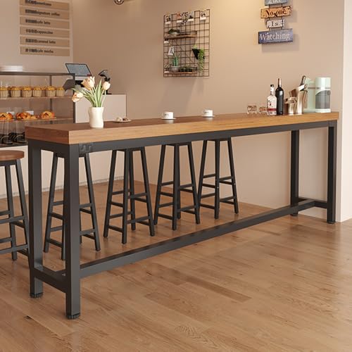 Langer schmaler Zählerhöhe Tisch, Stangentisch rustikaler hoher Theken Tisch,100/120/140/160cm,Geeignet für Küchen, Esszimmer, Wohnzimmer und Bars (ohne Hocker) Oak 120cm/47in von ZMHPLKH