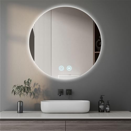 ZMHPLKH Badezimmerspiegel Mit Beleuchtung，Spiegel Bad Mit Beleuchtung，Led Spiegel，Gehärteter Spiegel/3 Lichtfarben dimmbar/mit Antibeschlagfunktion, Memory-Funktion 70 * 70 von ZMHPLKH
