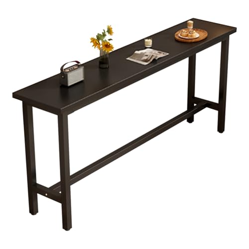 ZMHPLKH Zählerhöhenstange Tisch,Langer Stangentisch rustikaler hoher Theken Tisch, 40/47/55/63 in festem Holzkantenstangenhöhe Pub (Keine Hocker) Black 140 * 30cm/55 * 11.8in von ZMHPLKH