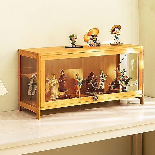 ZMHPLKH glasvitrine vitrine vitrinenschrank sammlervitrine hergestellt aus natürlicher Bambusrahmen Flip-Schranktür-Design, versiegelt und staubdicht, mehrere Größen von ZMHPLKH