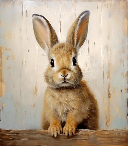 DIY Ölgemälde Erwachsene Handgemalte Kits Kaninchen Hase Malen nach Zahlen für Erwachsene Kinder Anfänger 40x50cm,Kein Rahmen von ZMHZMY
