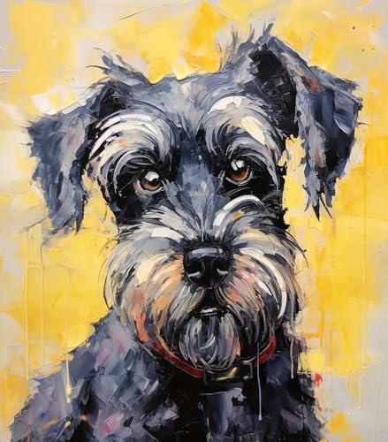 Malen Nach Zahlen Erwachsene Anfänger, Schnauzer-Hund, Malen Nach Zahlen für Home Deko Geburtstag Weihnachten Geschenk, Kommt Mit Farbe und Pinsel 40x50cm von ZMHZMY