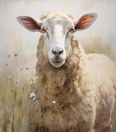 Malen nach Zahlen Schaf-Ziege-Nutztier Painting by Numbers Kit DIY ölgemälde Kit für Erwachsene, Kinder, Anfänger Painting Set 16x20 Zoll Leinwanddruck Wandkunst Dekoration von ZMHZMY