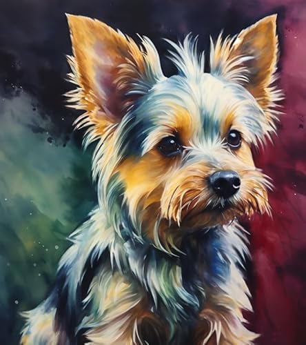 Malen nach Zahlen Yorkshire-Terrier Painting by Numbers Kit DIY ölgemälde Kit für Erwachsene, Kinder, Anfänger Painting Set 16x20 Zoll Leinwanddruck Wandkunst Dekoration von ZMHZMY