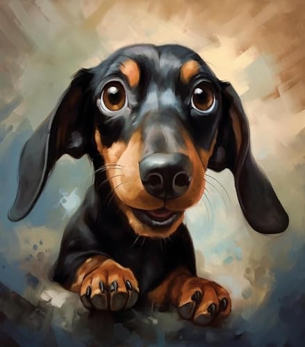 Malen nach Zahlen zum Selbermachen,Dackelhund,Malkunst und Kunsthandwerk,Digitales Ölgemälde-Set,Bildkunst,40x50cm,Ohne Rahmen von ZMHZMY
