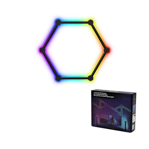ZMJGLL Intelligente LED-Wandleuchten mit 16 m Farben Dimmbare DIY-Spleißleuchten Bars Music Sync Kostenloses Spleißen Smart Led RGB Gaming Lightss App und Sprachsteuerung (Black 6 Packs) von ZMJGLL