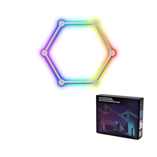 ZMJGLL Intelligente LED-Wandleuchten mit 16 m Farben Dimmbare DIY-Spleißleuchten Bars Music Sync Kostenloses Spleißen Smart Led RGB Gaming Lightss App und Sprachsteuerung (White 6 Packs) von ZMJGLL