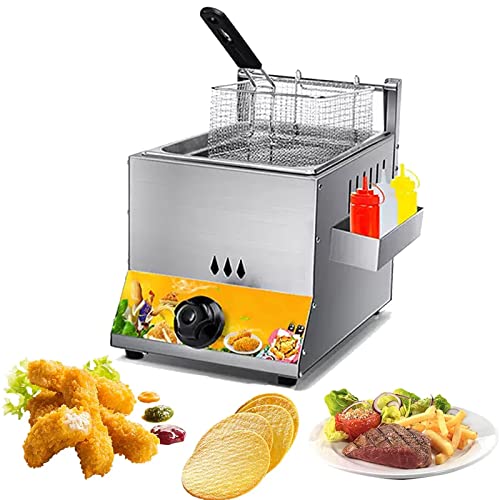 ZMJGLL Kommerzielle Fritteuse Gasfritteuse für Home Restaurants Hühnchen.Arbeitsplatte Propangasfritteuse mit Tank Buffet Lebensmittelheizung Edelstahl French Fry Korb von ZMJGLL