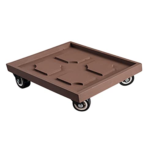ZMJGLL Pflanzenständer Tablett Pflanzencaddy mit Rädern Quadratischer Blumentopf Mover Pflanzwagen Rollen Rolltablett Untersetzer Dolly Pflanzer Palette, maximale Belastung 75kg (Brown 30cm/11.8In) von ZMJGLL