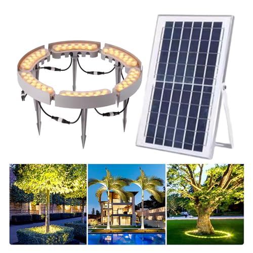 ZMJGLL Solarleuchten im Freien, LED-Gartenbeleuchtung Uplight-Landschaftsstrahler, Ringbaumlicht, einfach zu montieren (Warm White Light Pack of 6) von ZMJGLL