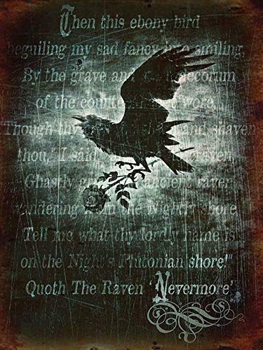 Gothic Nevermore Crow Metall-Blechschild Retro Wanddekoration Vintage Blechschilder für Zuhause Bar Kaffee 30,5 x 20,3 cm Gothic Nevermore Crow Metall-Blechschild Retro Wanddekoration Vintage Blechschilder für Zuhause Bar Kaffee 30,5 x 20,3 cm von ZMKDLL