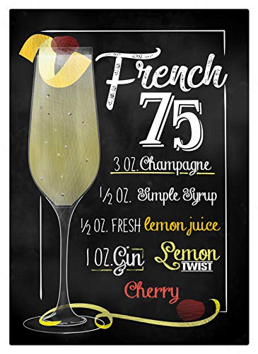 ZMKDLL Französischer Martini Vintage Metall-Blechschilder Amaretto Sour ni Tom Collins Cocktailschild Pub Bar Wandkunst Poster Heimdekoration Blechschild 20,3 x 30,5 cm von ZMKDLL