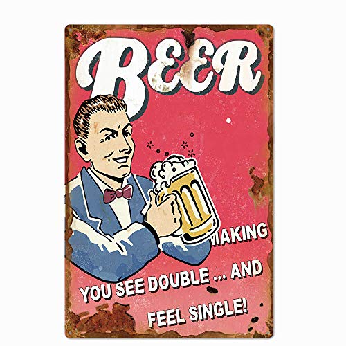 ZMKDLL Metall-Blechschild, 30,5 x 20,3 cm, "Beer Making You See" Double Bar Pub Home Vintage Retro Poster von ZMKDLL