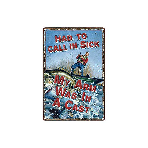 ZMKDLL Metall-Blechschild, 30,5 x 20,3 cm, Had to Call in Sick Fishing Bar Pub Home Vintage Retro Poster von ZMKDLL